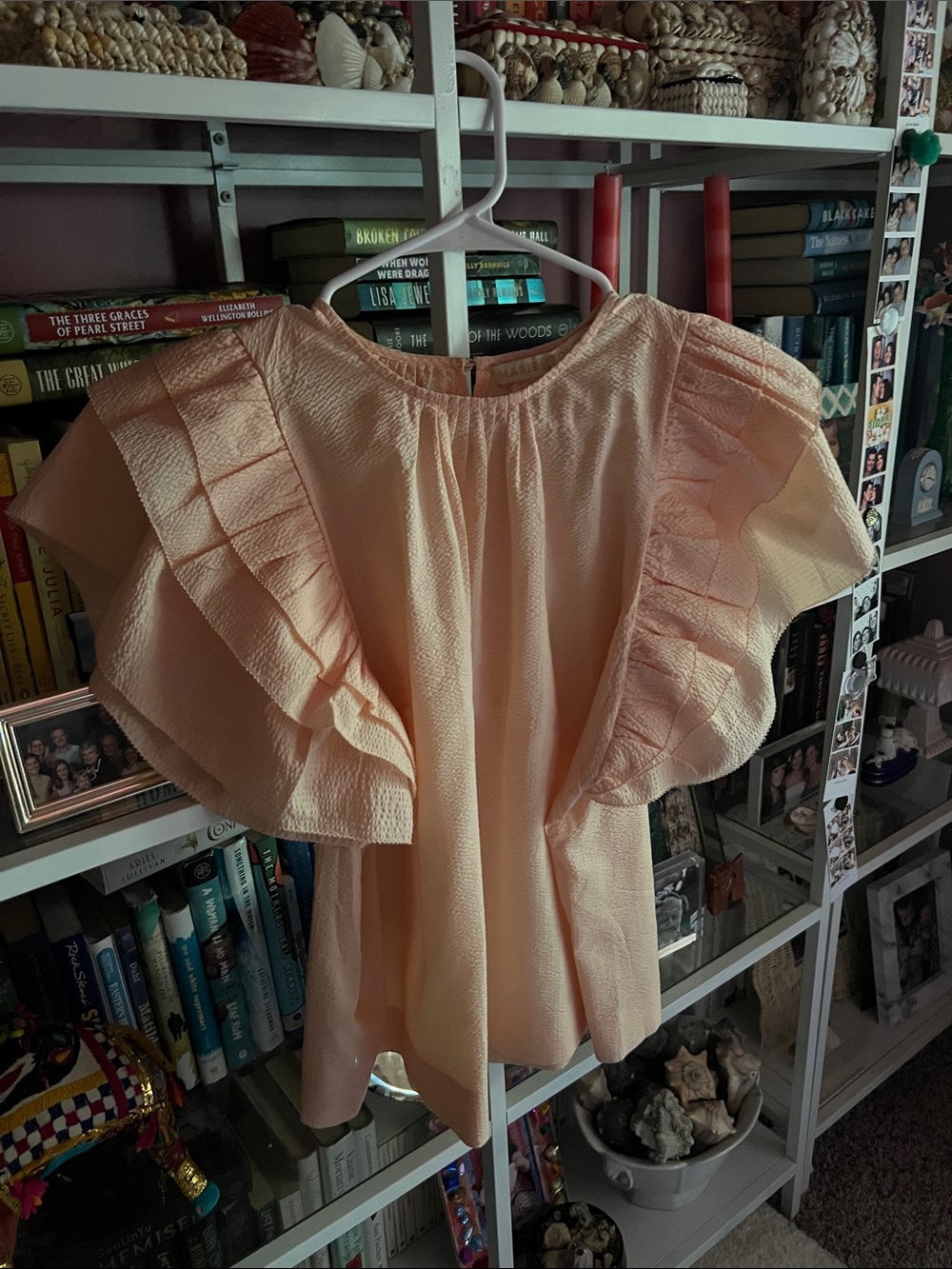 Marie Oliver Peach Flutter Sleeve Blouse